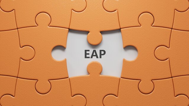 eap questions and answers on puzzle pieces with missing pieces.close up of puzzle pieces with missing pieces,Business Concept.3D rendering.