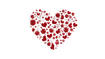 A heart-shaped design, composed of smaller hearts and flowers