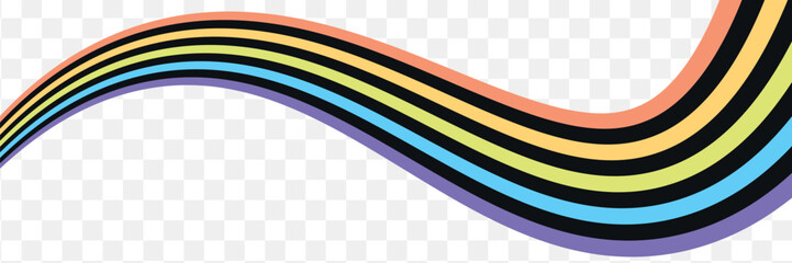Vintage retro style vector lines, rainbow wavy stripes