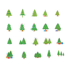 set of vector Christmas trees on a white background