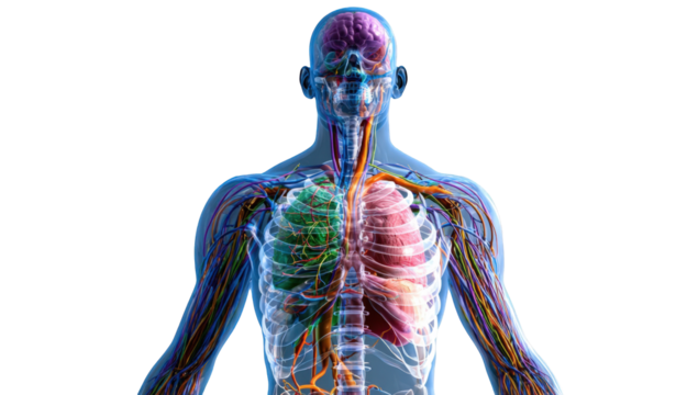 Detailed anatomical graphic of a human torso