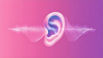 Abstract representation of human auditory perception interacting with sonic waveforms