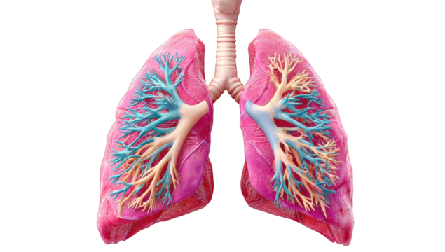Detailed anatomical illustration of a human lung pair (1)