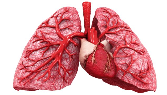 3D anatomical illustration of lungs and heart (1)