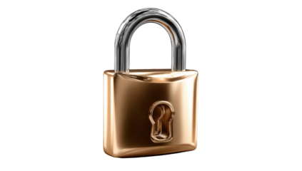 3D rendered padlock. Metallic, security