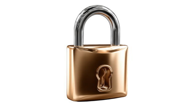 3D rendered padlock.  Metallic, security