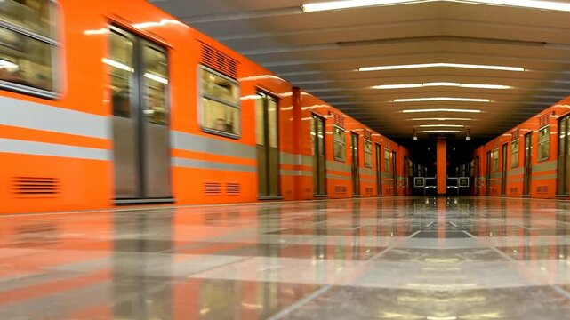 Mexico City Metro train departure,