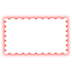 Red perforated rectangular border frame with rounded corners and dotted inner edge design element for graphic templates, banners, web design.