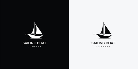 creative sailboat silhouette icon, vector logo design	
