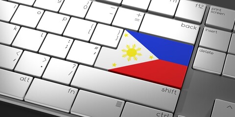Computer keyboard with flag of Philippines - 3D illustration
