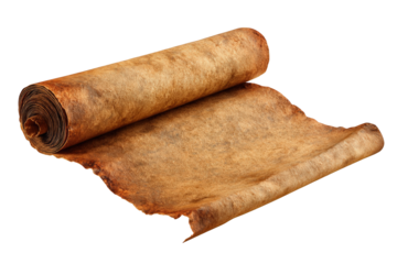 Aged parchment scroll, antique, rolled