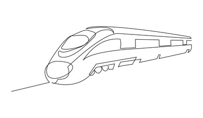Continuous line drawing of bullet train steam locomotive modern urban transportation editable stroke sketch art vector illustration © SeptinaTri