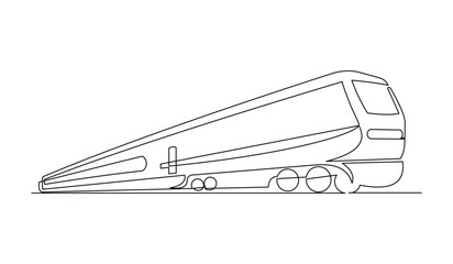 Continuous line drawing of bullet train steam locomotive modern urban transportation editable stroke sketch art vector illustration © SeptinaTri