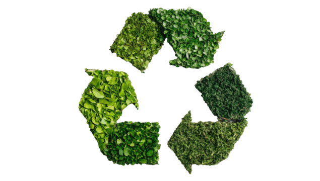 Circular green symbol with leaves