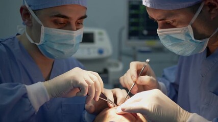 Surgeons perform delicate cranial procedure in advanced medical facility during early morning hours - Powered by Adobe