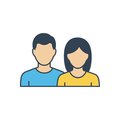Fototapeta premium Two people icon man and woman simple flat design vector illustration.
