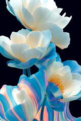 Abstract Floral Fusion background with a surreal twist. Geometric shapes seamlessly meld with vibrant flowers in shades of pastel pink soft colirs, smoothy design