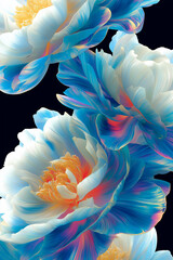 Abstract Floral Fusion background with a surreal twist. Geometric shapes seamlessly meld with vibrant flowers in shades of pastel pink soft colirs, smoothy design