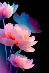 Abstract Floral Fusion background with a surreal twist. Geometric shapes seamlessly meld with vibrant flowers in shades of pastel pink soft colirs, smoothy design