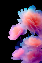 Abstract Floral Fusion background with a surreal twist. Geometric shapes seamlessly meld with vibrant flowers in shades of pastel pink soft colirs, smoothy design