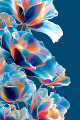 Abstract Floral Fusion background with a surreal twist. Geometric shapes seamlessly meld with vibrant flowers in shades of pastel pink soft colirs, smoothy design