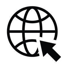Black-and-white internet icon with mouse pointer, web navigation vector
