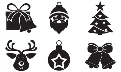 Christmas Silhouette Vector Icons | Black and White Holiday Designs Set .