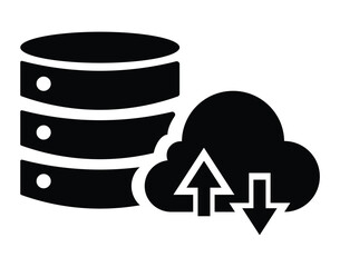 Data backup and synchronization vector, cloud storage and server illustration