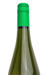 A Green Wine Bottle With green Cap isolated on a white background