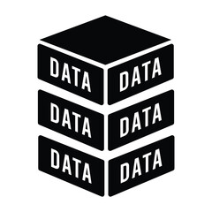 Database vector icon, stacked data storage and server system illustration
