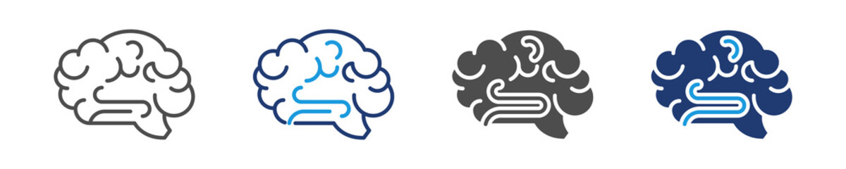 brain icon set multiple style