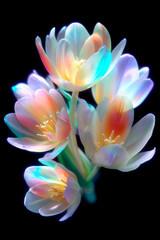 neon flowers with pastel colors, smooth move design, photorealism