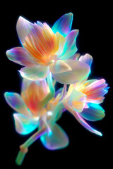 neon flowers with pastel colors, smooth move design, photorealism