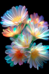 neon flowers with pastel colors, smooth move design, photorealism