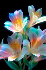 neon flowers with pastel colors, smooth move design, photorealism