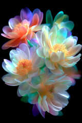 neon flowers with pastel colors, smooth move design, photorealism