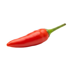 Vibrant Red Chili Pepper Isolated On White Background With Green Stem