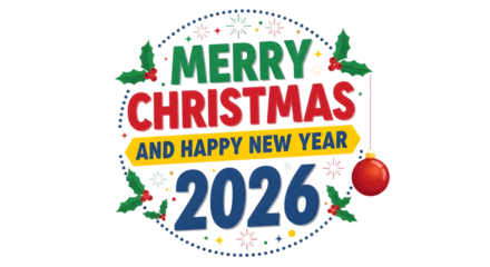 Cartoon santa claus holding happy christmas banner isolated on transparent background