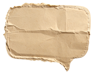 Handmade Torn Paper Speech Bubble Text Balloon isolated on white transparent background Remove png