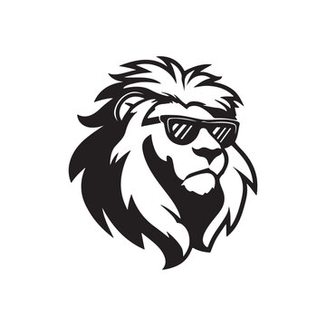 COOL LION STYLE LOGO WEARING GLASSES VECTOR DESIGN