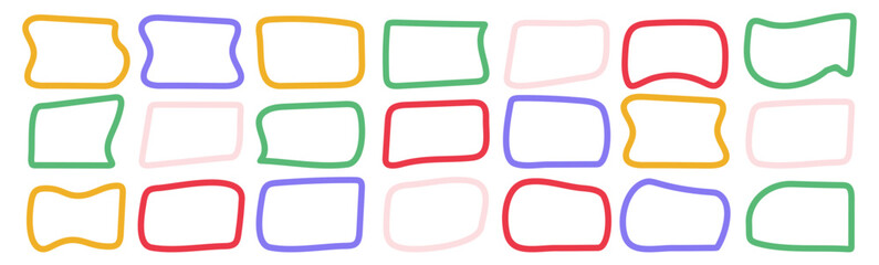 Obraz premium A large set of colorful doodle-style text frames. Vector illustration.
