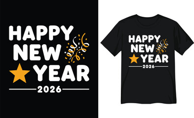 Happy New Year 2026 Celebration Typography Design