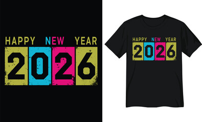 Happy New Year 2026 Typography Design – Colorful Grunge Style