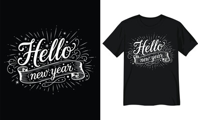 Hello New Year Hand Lettering Design – Vintage Chalk Style Typography