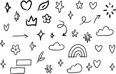 Cute hand drawn abstract illustration with flower star and text box