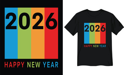 2026 Happy New Year Colour-Bars Graphic