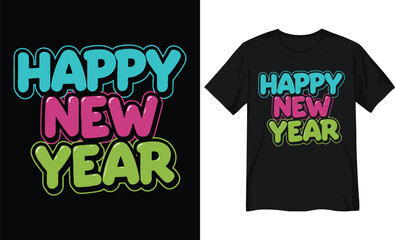 Colorful “Happy New Year” Lettering – Festive Typography Design