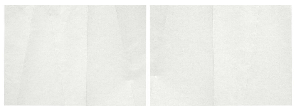 set of white folded paper sheet isolated on transparent png background,Crumpled Paper Poster Photo Effect Mockup,blank folded Paper texture overlay effec