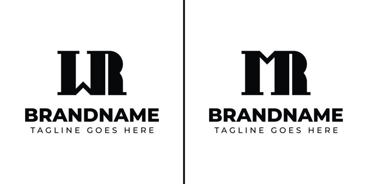 Letters MR and WR Monogram Logo Set, suitable for any business with MR RM WR RW initials
