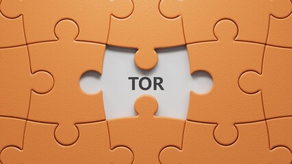 Fototapeta premium TOR concept on wooden beige cubes .3D rendering.